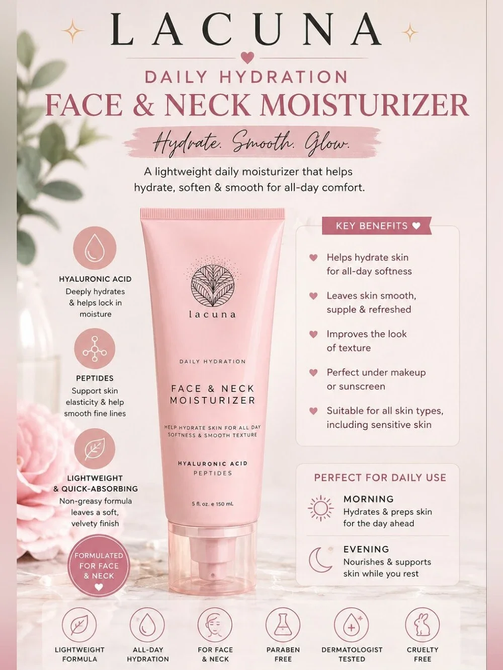 Lacuna Daily Hydration Fac & Neck Moisturizer - NEW